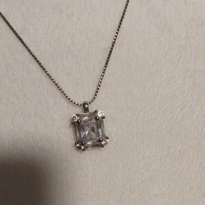 White House Black Market Silver Square Pendant Necklace